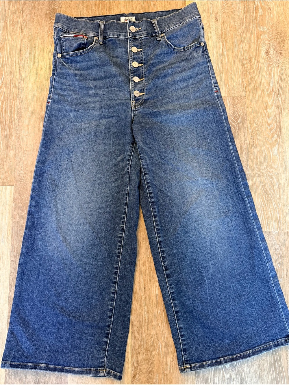 Tommy Jeans High Rise Cropped Wide Leg Button Fly Jeans 12 W31